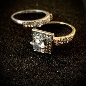 CZ wedding band and engagement ring Sz 9